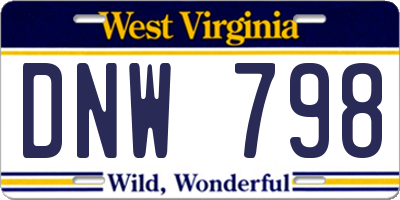 WV license plate DNW798