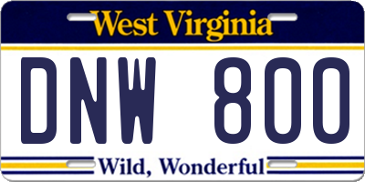 WV license plate DNW800