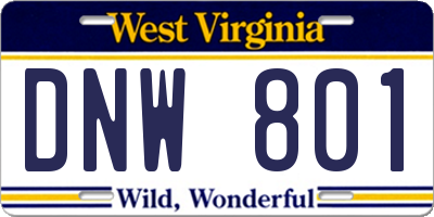 WV license plate DNW801