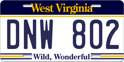 WV license plate DNW802