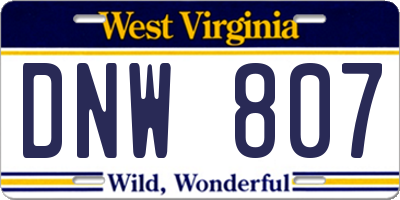 WV license plate DNW807