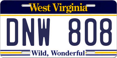 WV license plate DNW808