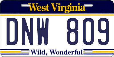 WV license plate DNW809