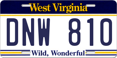 WV license plate DNW810