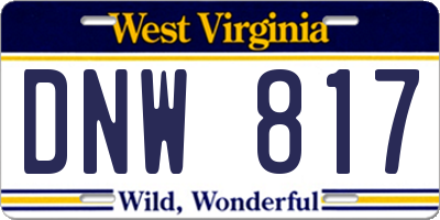 WV license plate DNW817