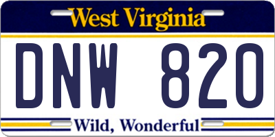 WV license plate DNW820