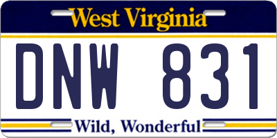 WV license plate DNW831