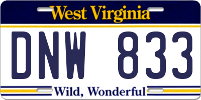 WV license plate DNW833