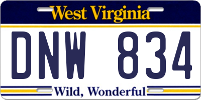 WV license plate DNW834