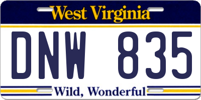 WV license plate DNW835