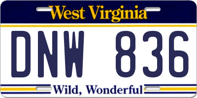 WV license plate DNW836