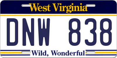 WV license plate DNW838