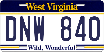 WV license plate DNW840