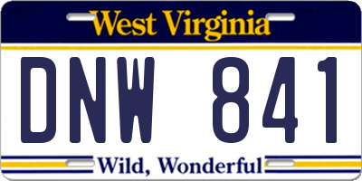 WV license plate DNW841
