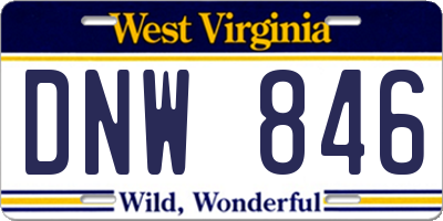 WV license plate DNW846