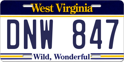 WV license plate DNW847