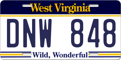 WV license plate DNW848