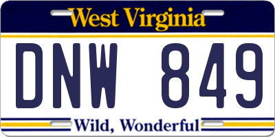 WV license plate DNW849