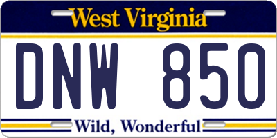 WV license plate DNW850