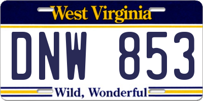 WV license plate DNW853