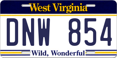 WV license plate DNW854