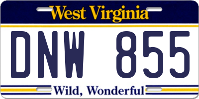 WV license plate DNW855
