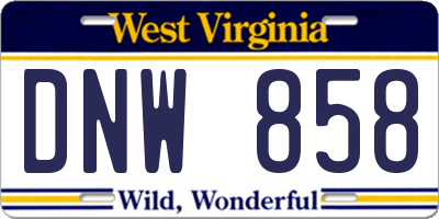 WV license plate DNW858
