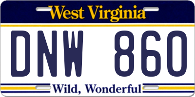 WV license plate DNW860