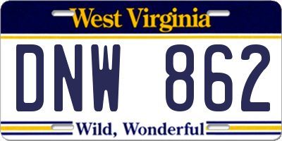 WV license plate DNW862