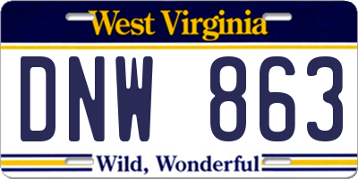 WV license plate DNW863