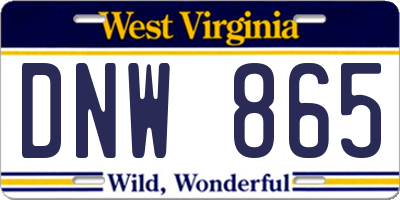 WV license plate DNW865
