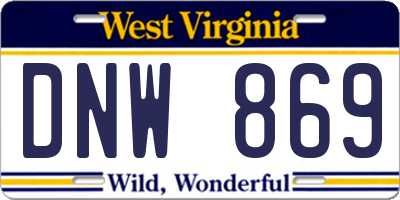 WV license plate DNW869