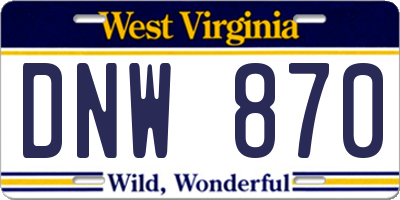 WV license plate DNW870