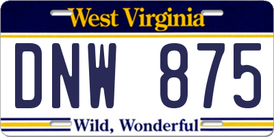 WV license plate DNW875