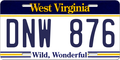 WV license plate DNW876