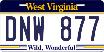 WV license plate DNW877