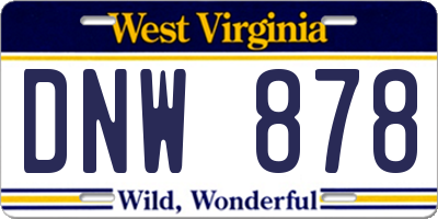 WV license plate DNW878