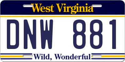 WV license plate DNW881