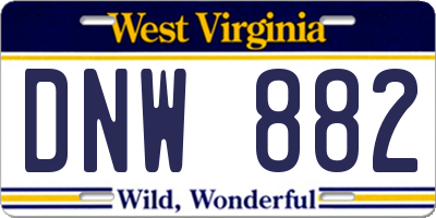WV license plate DNW882