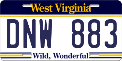 WV license plate DNW883