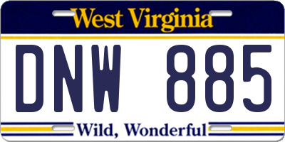 WV license plate DNW885