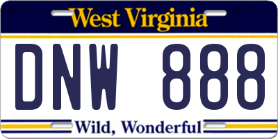 WV license plate DNW888