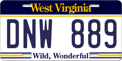 WV license plate DNW889