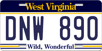 WV license plate DNW890