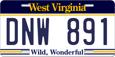 WV license plate DNW891