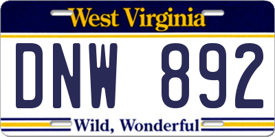 WV license plate DNW892