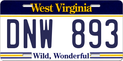 WV license plate DNW893