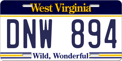 WV license plate DNW894