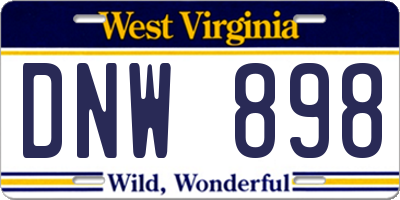 WV license plate DNW898