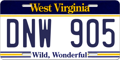WV license plate DNW905